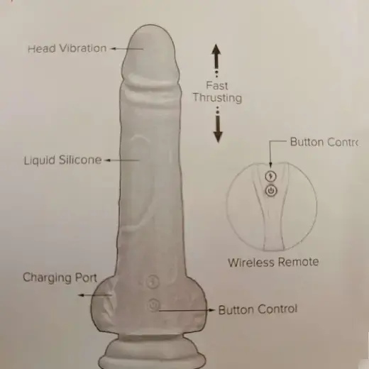 Powerful Thrusting Rotating Head Vibration Wireless Remote Dildo