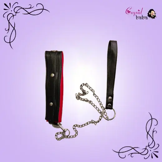 Pu Leather collar and chain leash set