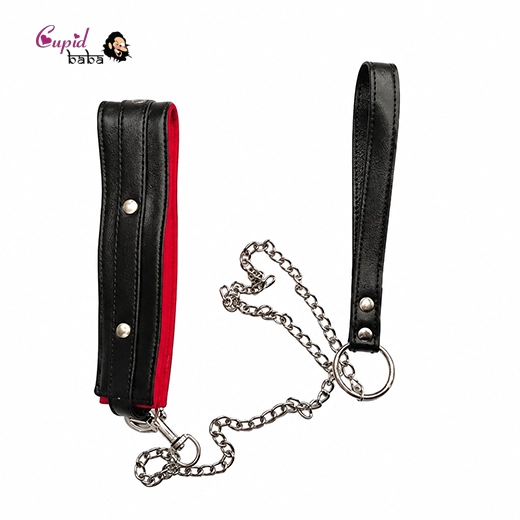 Pu Leather collar and chain leash set