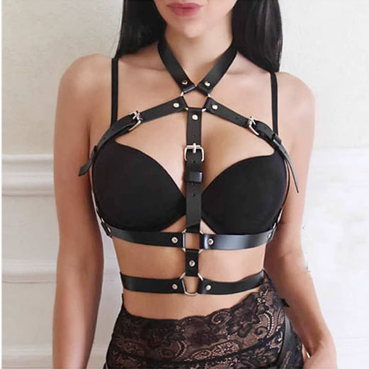 Stud Punk Goth Leather Harness Body Bondage Belt Cage