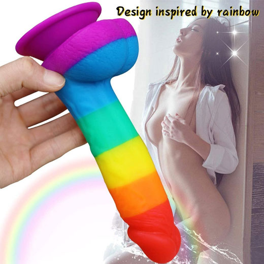 Realistic Rainbow Dildo with Suction Cup