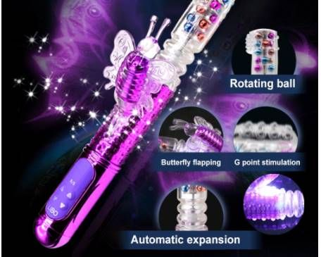 Rechargeable Butterfly Rabbit Vibrator with Rotating & Thrusting Beads
