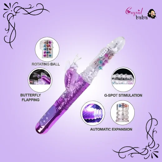 Rechargeable Butterfly Rabbit Vibrator with Rotating & Thrusting Beads