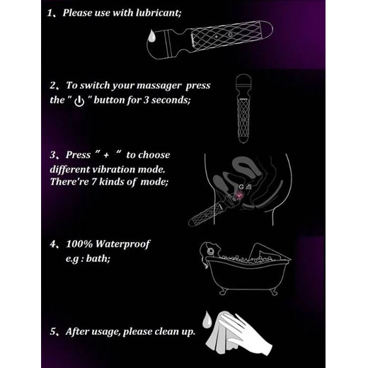 USB Rechargeable Multi Speed G-Spot Magic Wand Vibrator