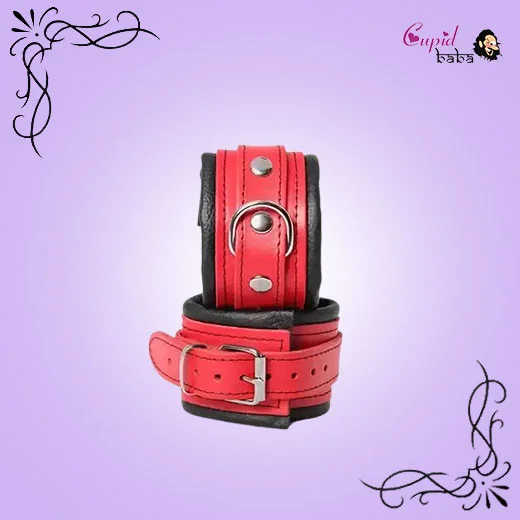 Red Black Leather Handcuff
