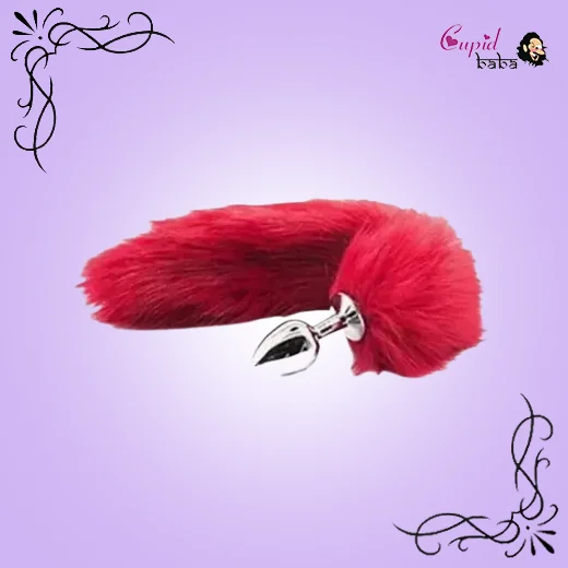 Red Fox Tail Stainless Steel Anal Plug