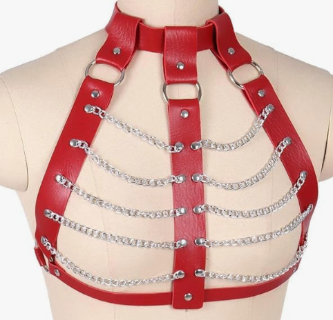 Leather Body Harness Chain Bra Bralette
