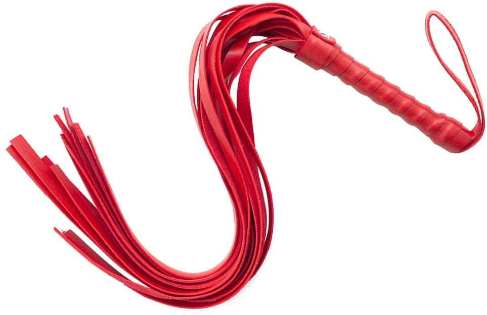 Red Faux leather whip with tassels for couples