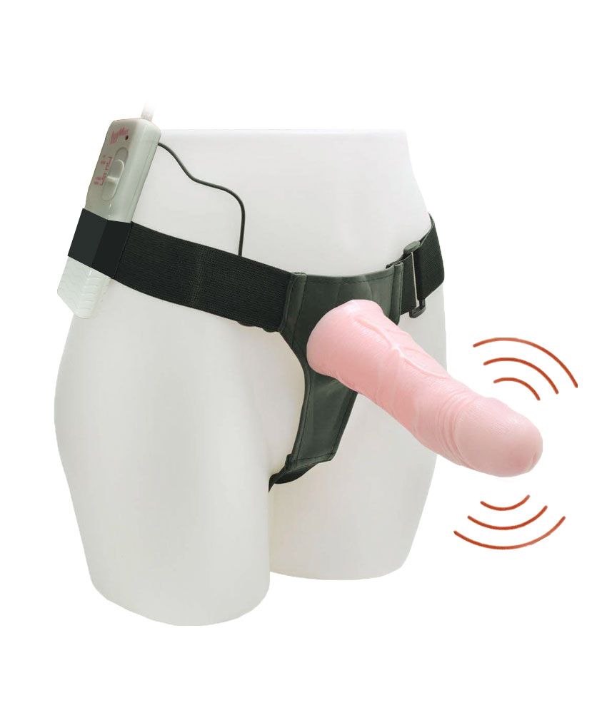 Remote Control 17cm Vibrating Hollow Strap-On Dildo Extender