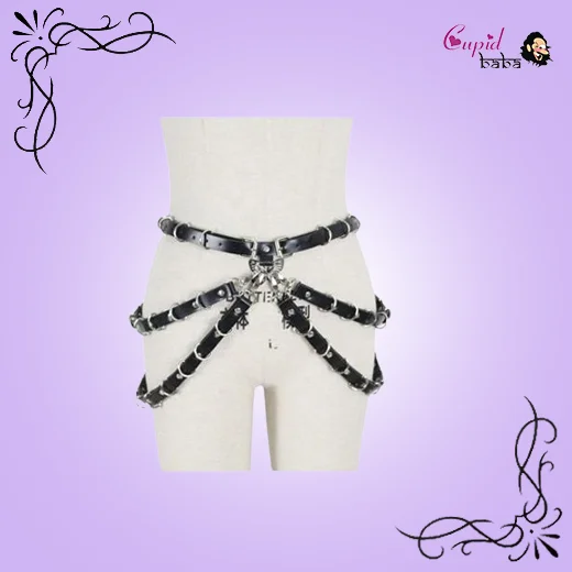 Romantic Body Harness Garter Belt With Metal Chain Waist Leg Cage