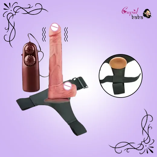 Rotating Head Realistic 8 Inch Dual Motor Dildo With Belt