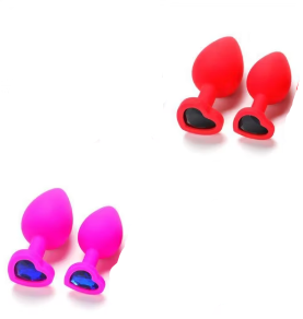 2 Pcs Silicone Jeweled Anal Training Plugs