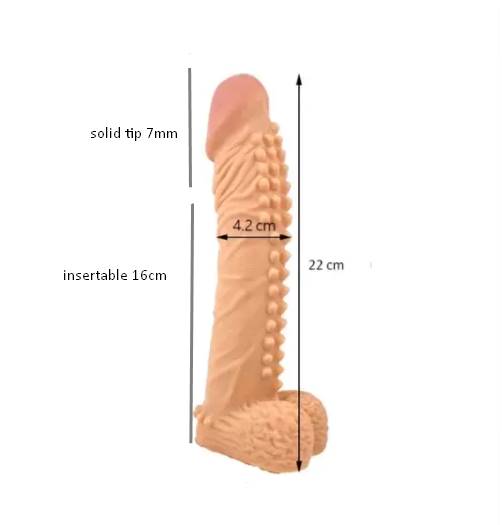 8.9 Inch Long Realistic Dotted Penis Sleeve With Balls