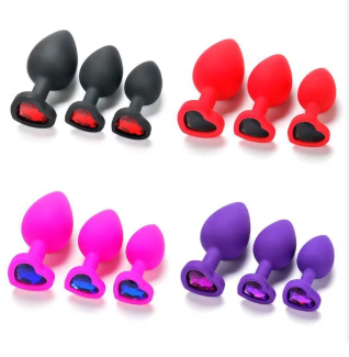 Silicone Anal Plug Training Kit with Heart Shaped Base
