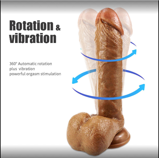 8.5 Inch Rotation Vibrating Women Brown Dildos
