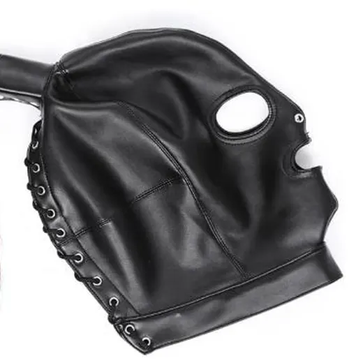 Sex Fetish Slave Hood Leather Mask.