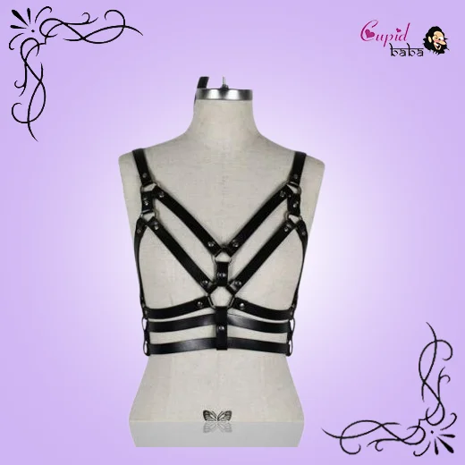Sexy Chest Harness Leather Bandage Strappy Rave Bra for Women