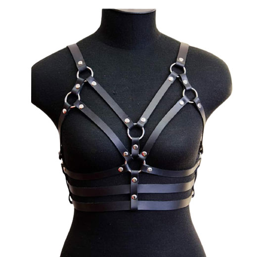 Sexy Chest Harness Leather Bandage Strappy Rave Bra for Women