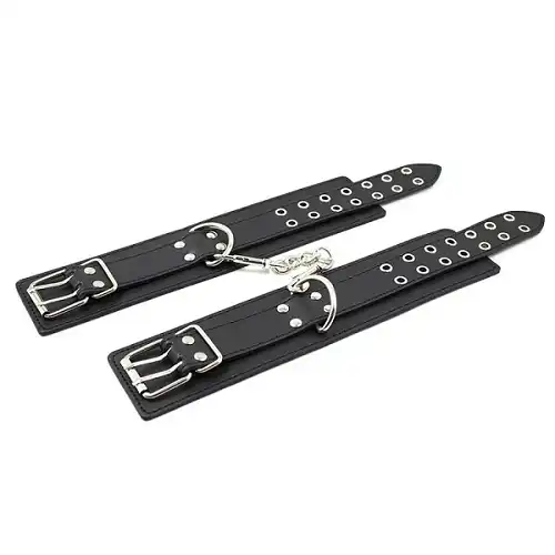 Fetish Black Leather Wrist Restraints Sexy Costume Cosplay Slave Hand Cuffs