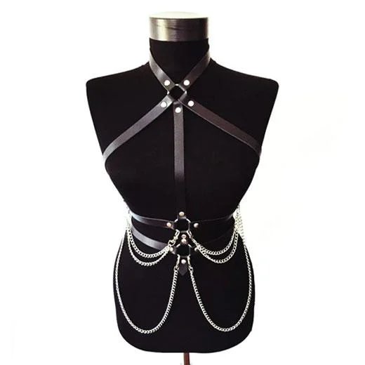 Harness Sexy Garter Belt Woman Leather Fetish Body Bondage