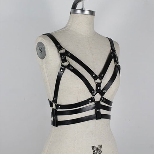 Sexy Chest Harness Leather Bandage Strappy Rave Bra for Women