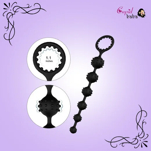 Silicone Anal Beads Plug with Cock Enhancer Ring