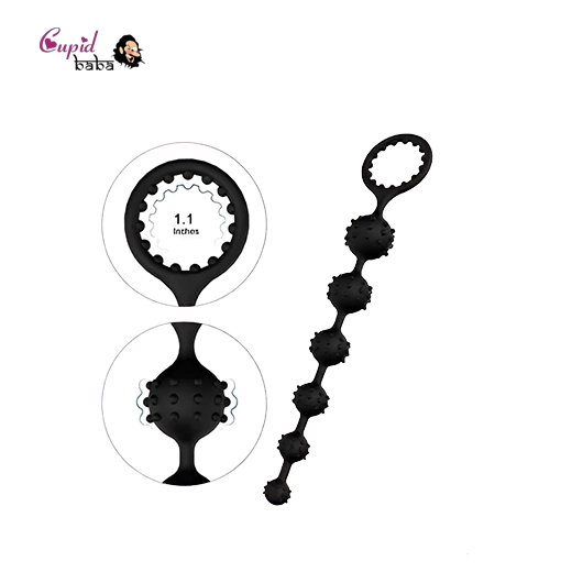 Silicone Anal Beads Plug with Cock Enhancer Ring