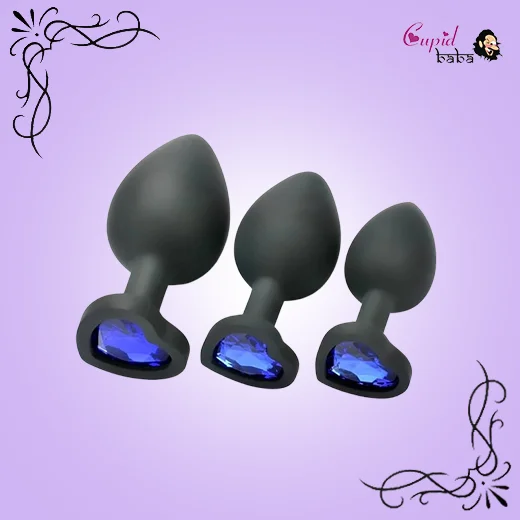 Silicone Anal Plug Training Kit with Heart Shaped Base