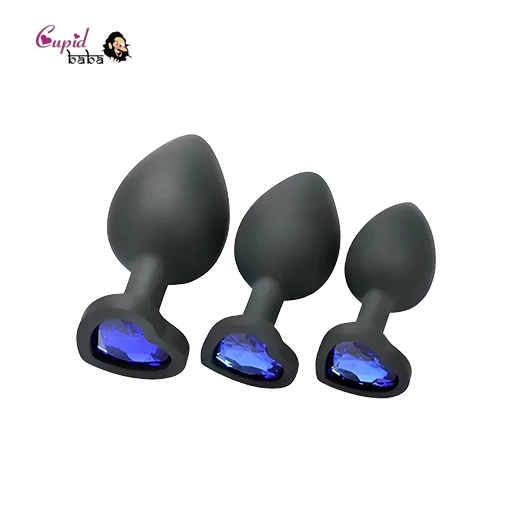 Silicone Anal Plug Training Kit with Heart Shaped Base