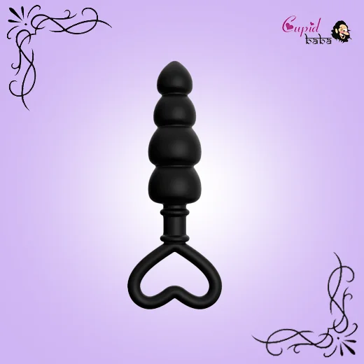 Silicone Black Heart Shaped Anal Bead Butt Plug