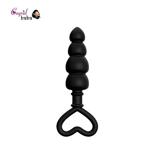 Silicone Black Heart Shaped Anal Bead Butt Plug