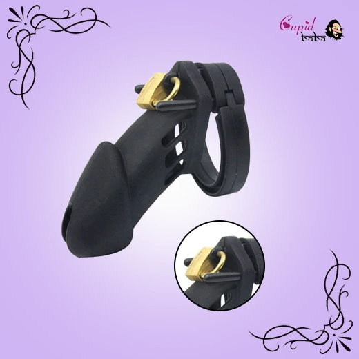Silicone Rubber Black Men Chastity Cage