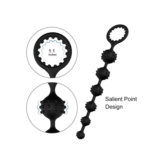 Silicone Anal Beads Plug with Cock Enhancer Ring