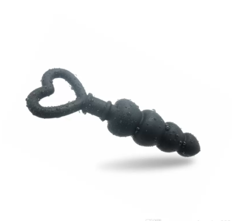 Silicone Black Heart Shaped Anal Bead Butt Plug