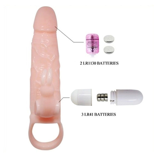 Soft Silicone Penis Extender Sleeve Delay Ejaculation double vibration