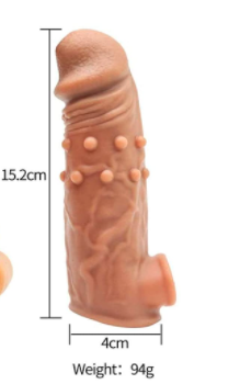 16cm Soft Silicone Penis Sleeve Big Realistic Penis Enlargement Extender Sleeve