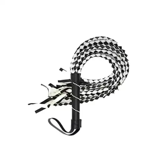 Soft Genuine Leather Flogger and Whips With Handle Floggers Black & White