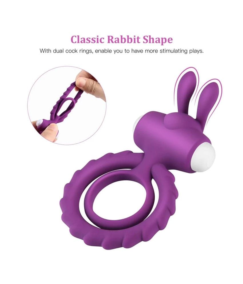 Soft Rabbit Vibrating Cock Ring For Men