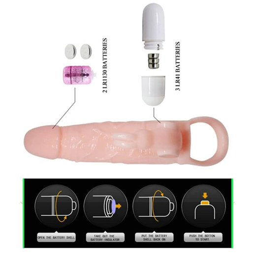 Soft Silicone Penis Extender Sleeve Delay Ejaculation double vibration