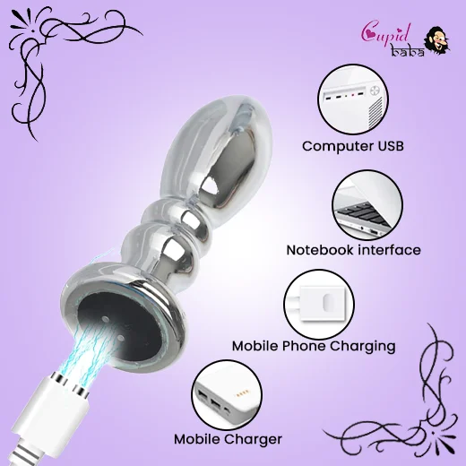 Stainless Steel Anal, Prostate Vibrators with USB charge