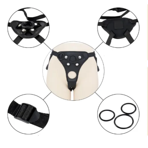 Adjustable Strap-on Double Dildo Hole Harness Lesbian Couple Belt