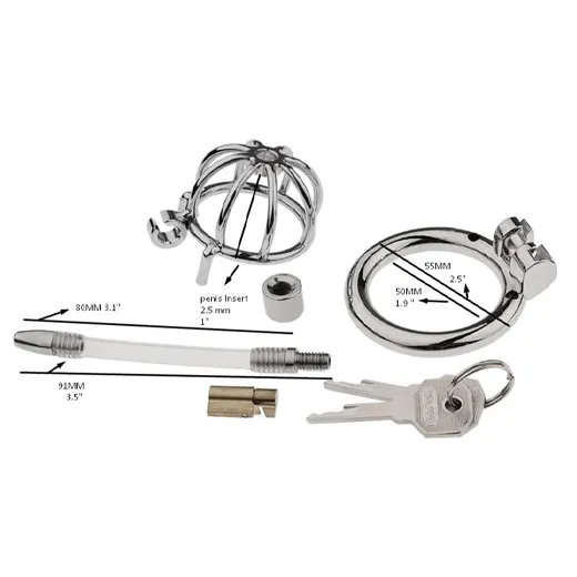 Tomi Stainless Steel Male Chastity Cock Cage With Urethral Tube For Men
