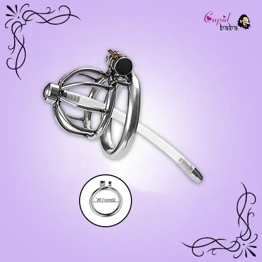 Tomi Stainless Steel Male Chastity Cock Cage With Urethral Tube For Men