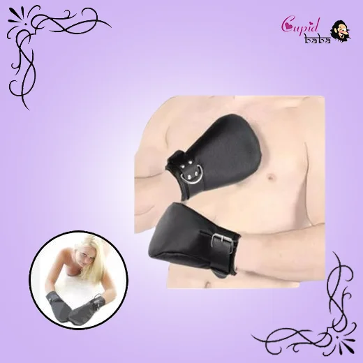 Unisex Leather BDSM Bondage Pet Role Play Gloves