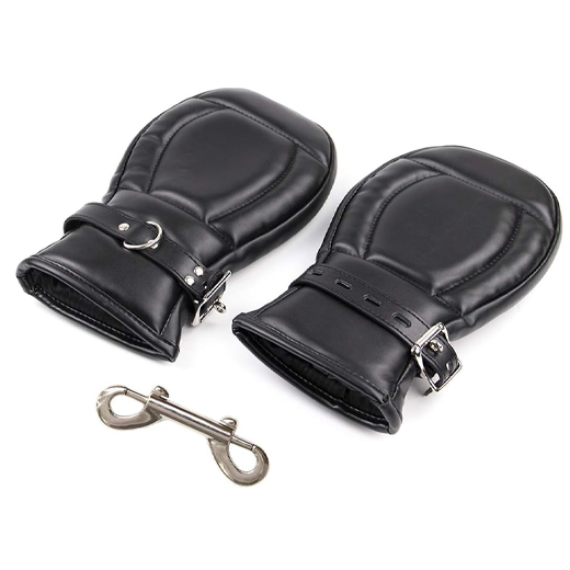 Unisex Leather BDSM Bondage Pet Role Play Gloves