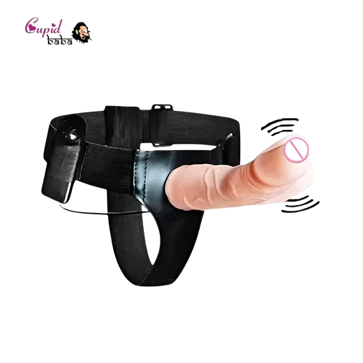 Vibrating Adjustable Hollow Strap-On Harness Flesh Dildo