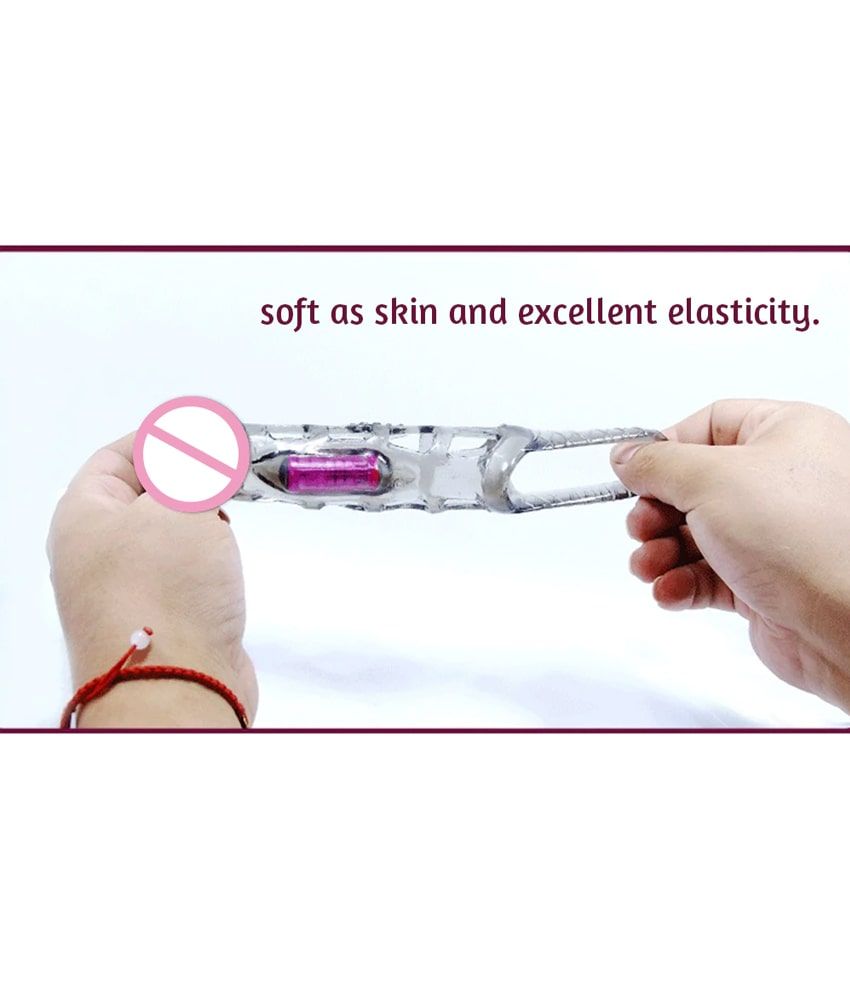 Vibrating Penis Extender with Cockring Reusable Condom Sleeve