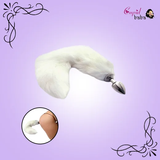 White Fox Tail Butt Plug