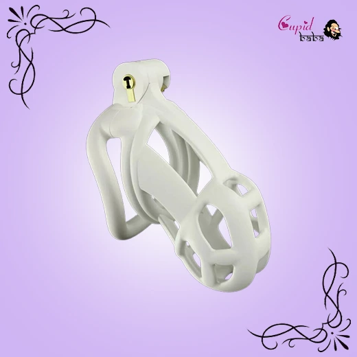 White Male Chastity Device with Adjustable 4 Rings