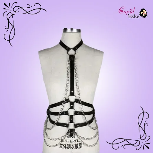 Women Sexy Leather Body Harness Bondage Chain Waist Belt Strap Corset Bustier